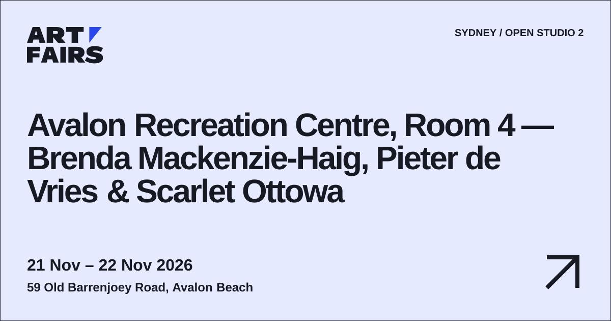 Avalon Recreation Centre, Room 4 — Brenda Mackenzie-Haig, Pieter de Vries & Scarlet Ottowa: open studio, 21 Nov – 22 Nov 2026, Avalon Beach